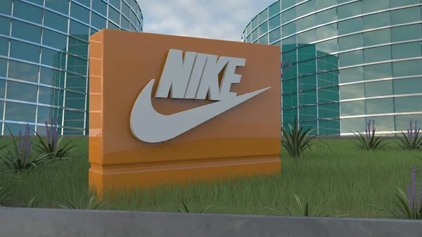 Nike Witness Kekuatan Branding Sebagai Logo Perusahaan Editorial Mendominasi Gedung — Stok Foto