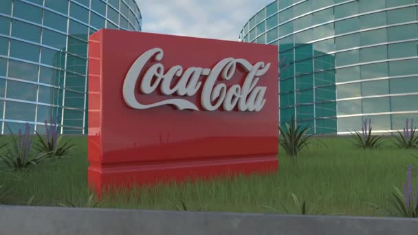 Cocacola Redaktionell Central Office Signage Göra Ett Bestående Intryck — Stockvideo