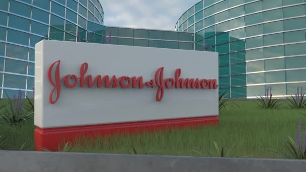 Johnson Johnson Dynamic Editorial Corporate Loggos Headquarters — Stock video