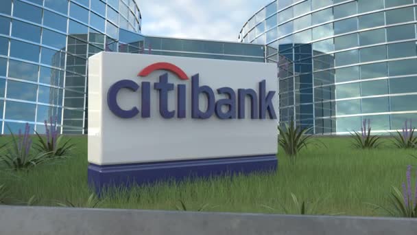 Citibank Corporate Signage Ανύψωση Του Business Environment — Αρχείο Βίντεο