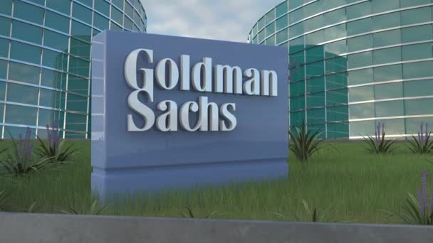 Goldman Sachs Office Signage Munkahelyi Légkör Javítása Csak Szerkesztői — Stock videók
