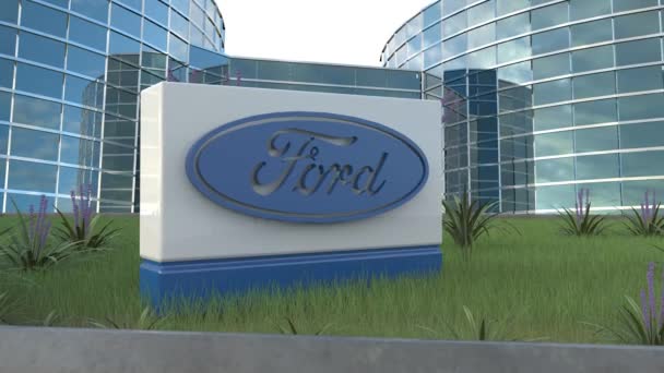 Ford Editorial Office Building Signage Showcase Corporate Identity — Stock Video