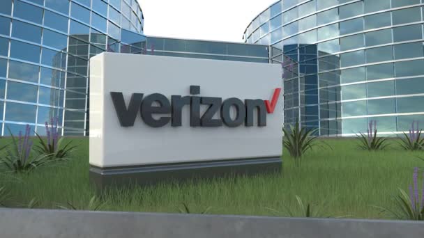 Verizon Toimitus Captivating Corporate Signage Pääkonttorissa — kuvapankkivideo