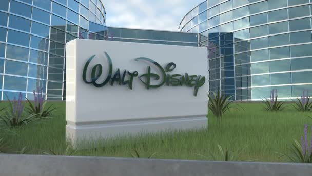 Walt Disney Redaktion Office Building Logos Inspirerande Förtroende — Stockvideo