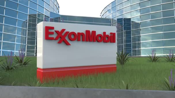 Exxonmobil Editorial Declaraciones Negritas Realizadas Por Compañía Comercial Logos — Vídeo de stock
