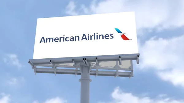 American Airlines Editorial Logo Skyline Reflection Embodying Urban Sophistication — Stock Photo, Image