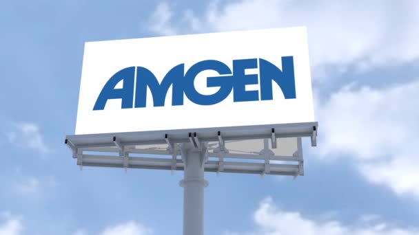 Amgen Dynamic Cloud Formation Logo Inspirerende Vooruitgang Innovatie — Stockvideo