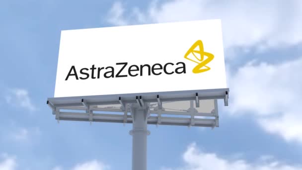 Astrazeneca Skyline Branding Con Elegancia Nublada Eleve Identidad Corporativa — Vídeos de Stock