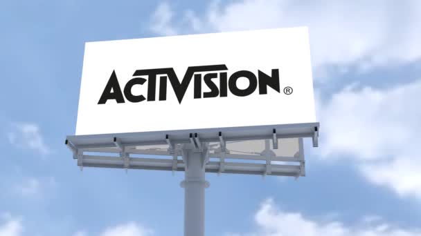 Activision Blizzard Cloudy Logo Reveal Onthulling Corporate Identiteit Met Stijl — Stockvideo