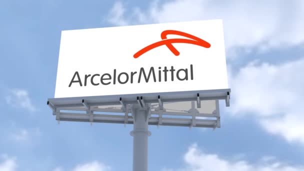 Arcelormittal Cloudy Logo Animation Αποκαλύπτοντας Την Εταιρική Λαμπρότητα — Αρχείο Βίντεο