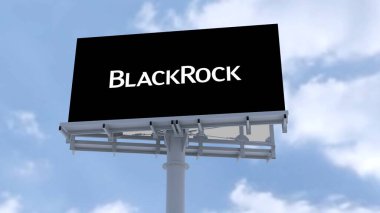 BlackRock Inc Editörlük videosu bulanık bir arkaplan karşısında marka imajını etkin bir şekilde destekleyen şehir tabelalarını gösteriyor