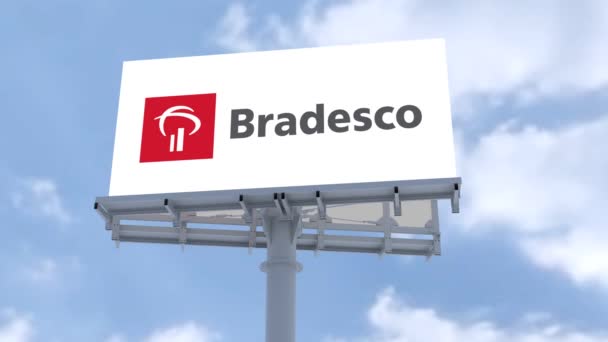 Bradesco Bank Göz Alıcı Skyline Reklamları Marka Bilincini Artırma — Stok video