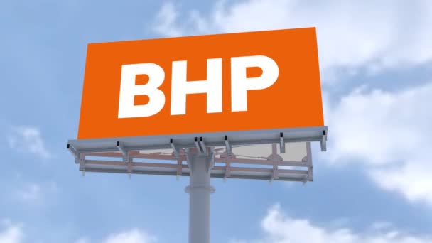 Bhp Group Street Διαφήμιση Showcasing Brand Logo Εντυπωσιακό Σχηματισμό Cloud — Αρχείο Βίντεο