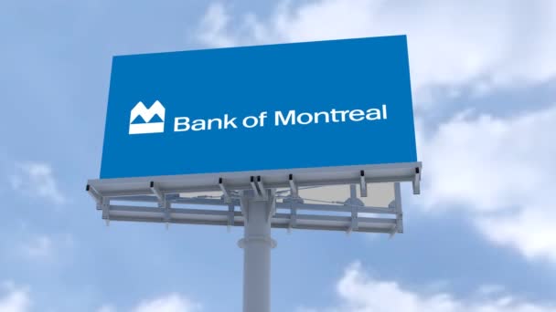 Montreal Iconic Street Mza Bankası Kentsel Çevrede Şirket Logosu Gösteriliyor — Stok video