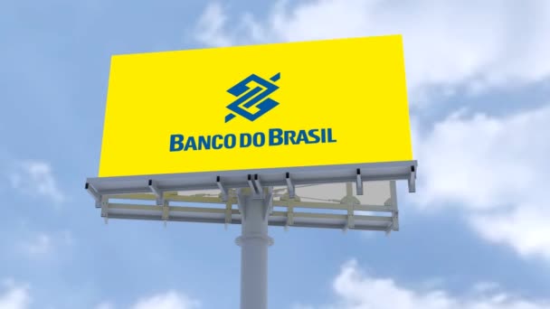 Banco Brasil Vibrant Street Advertisement Urban Skyline Ile Marka Logosu — Stok video