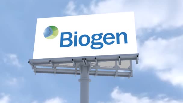 Biogen Inc Billboard Vibrant Sky Boosting Brand Appeal Recognition Dalam — Stok Video