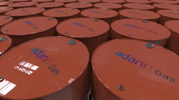 Adani Total Gas Captivating Oil Barrels Editorial Animation Industrial Sector — Stock Video