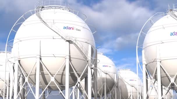 Adani Total Gas Structural Render Showcase Petroleum Spheres — Stock Video