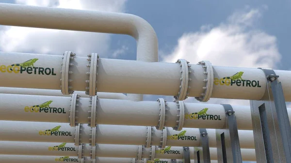 Ecopetrol Illustration, bir sanayi tesisindeki bir gaz ve petrol boru hattı sisteminin şube noktaları ve bağlantılarını gösteriyor.