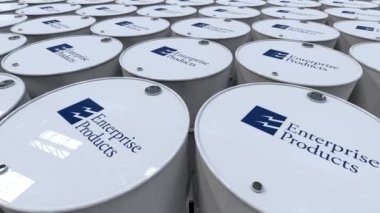 Enterprise Products Metal Crude Oil Barrels: Şirket Logosuyla Editör Animasyonu