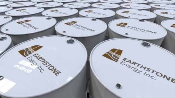 Earthstone Energy Company Metal Oil Barrels Motion Industrial Petrochemical Facility — Vídeos de Stock