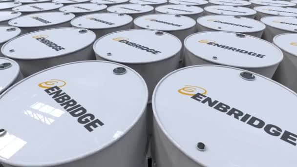 Enbridge Industrial Oil Storage Animated Metal Barrels Corporate Logo — Stock Video