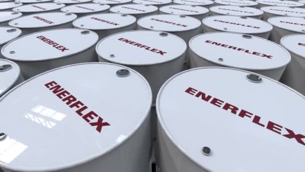 Enerflex Petrochemical Facility Barili Olio Metallico Con Logo Animato Movimento — Video Stock