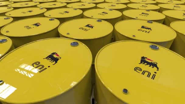 Eni Oil Animated Oil Barrel Journey Sito Industriale Con Logo — Video Stock