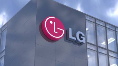 LG Editorial Render of Corporate Logo against Blue Sky clipart