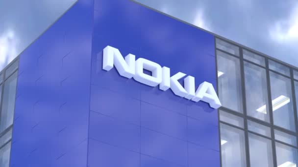 Nokia Editorial Render Corporate Logo Headquarters — Stock video