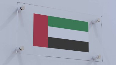 Birleşik Arap Emirlikleri İş Duvarı Levhasında Bayraklı Logo