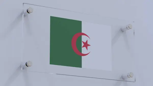 Algeria Flag Logo Plate with Metallic Accents on Wall