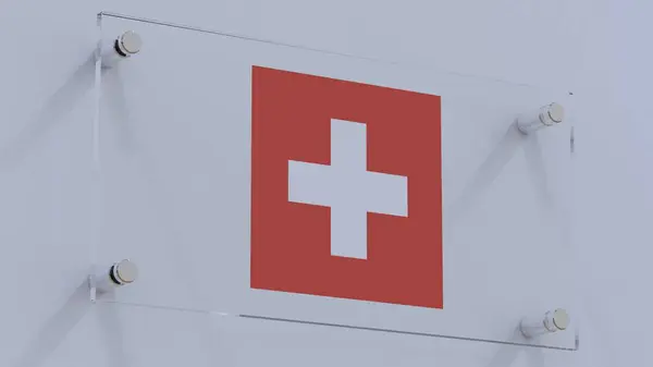 Switzerland Abstract Flag Logo on Glass Wall Surface