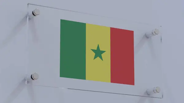 Senegal Flag Logo Plate with Geometric Patterns on Wall