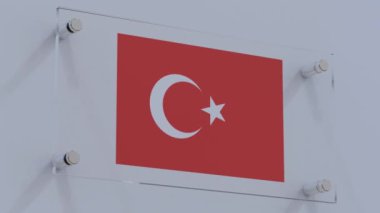 Duvarda Metalik Aksanlı Türkiye Bayrak Logosu