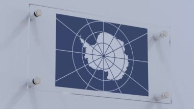 Cam Arkaplanda Antarktika Bayrak Logosu