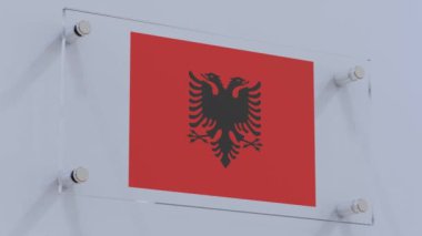 Arnavutluk Ofis Duvarında Bayrak Logosu Plakası