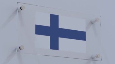 Ahşap Duvar Plaka Üzerine İşlenmiş Finlandiya Bayrağı Logosu