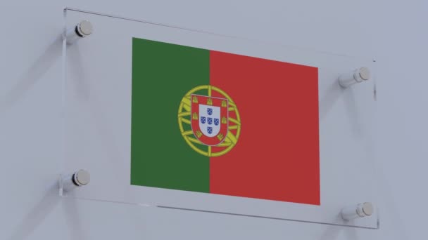 Logo Bandera Futurista Portugal Partición Vidrio — Vídeo de stock