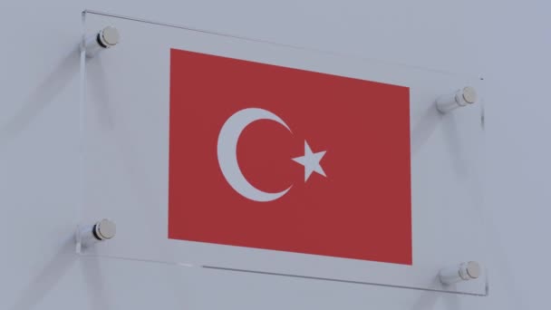 Płyta Logo Turcji Metalowymi Akcentami Ścianie — Wideo stockowe