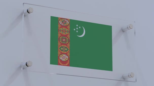 Turkmenistan Abstrakt Flagga Logotyp Texturerad Väggplatta — Stockvideo
