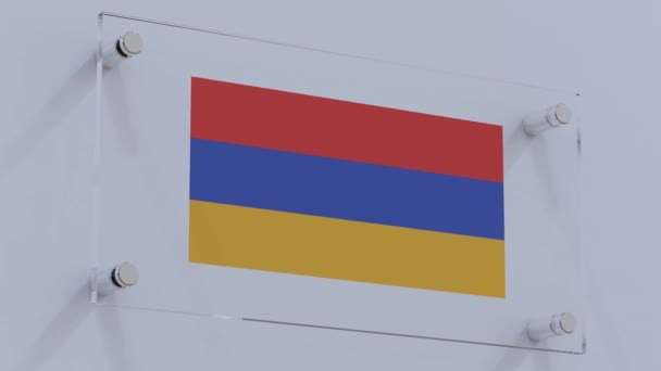 Armenien Elegante Flagge Logo Auf Glaswand — Stockvideo