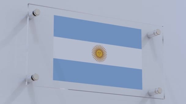 Λογότυπο Δυναμικής Σημαίας Αργεντινής Στην Πλάκα Τοίχου — Αρχείο Βίντεο