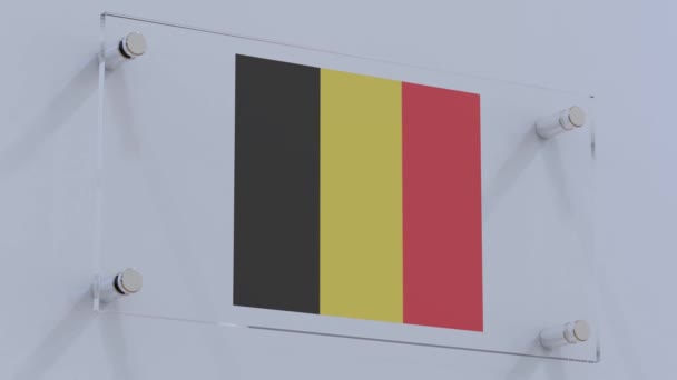 Belgien Abstrakte Flagge Logo Auf Business Wall — Stockvideo