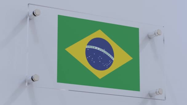 Brazylia Bold Flag Logo Płycie Ściennej Reflektorem — Wideo stockowe
