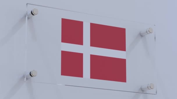 Danemark Abstrait Logo Drapeau Sur Plaque Murale Texturée — Video