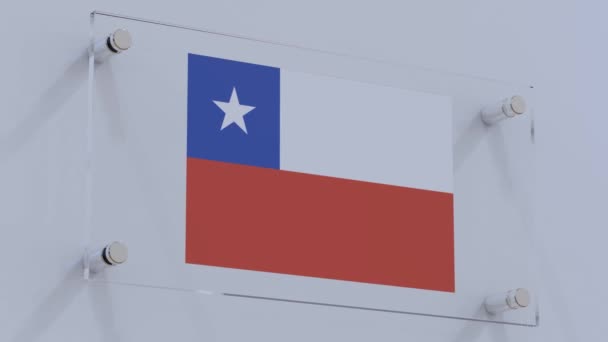 Chile Elegant Flagga Logotyp Visas Polerad Väggplatta — Stockvideo