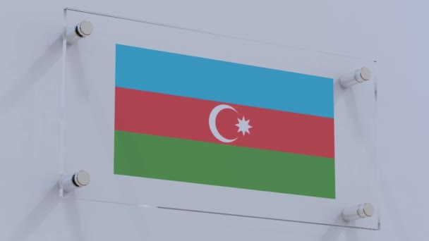 Aserbaidschan Vintage Flag Logo Auf Business Glasplatte — Stockvideo