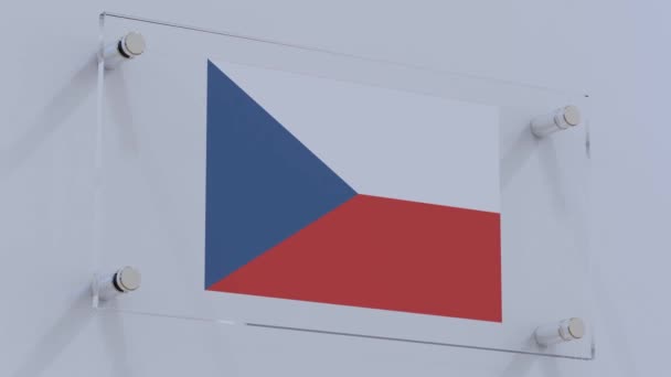Logo Živé Vlajky České Republiky Obchodní Skleněné Desce — Stock video