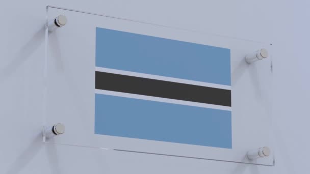 Botswana Minimalistic Flag Logo Transparent Glass Surface — Stock Video